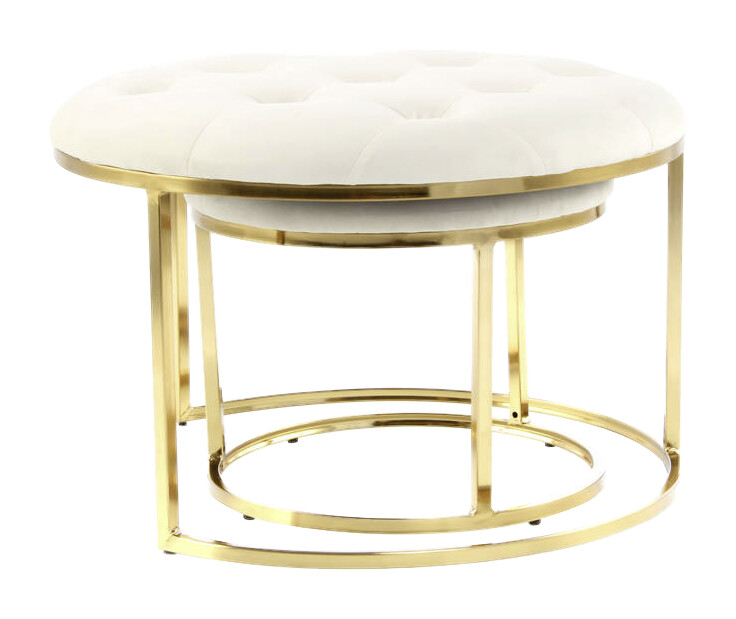 360 Living Hocker Myla 100 2er-Set elfenbein gold Metall Samt H/D: ca. 41x60 cm