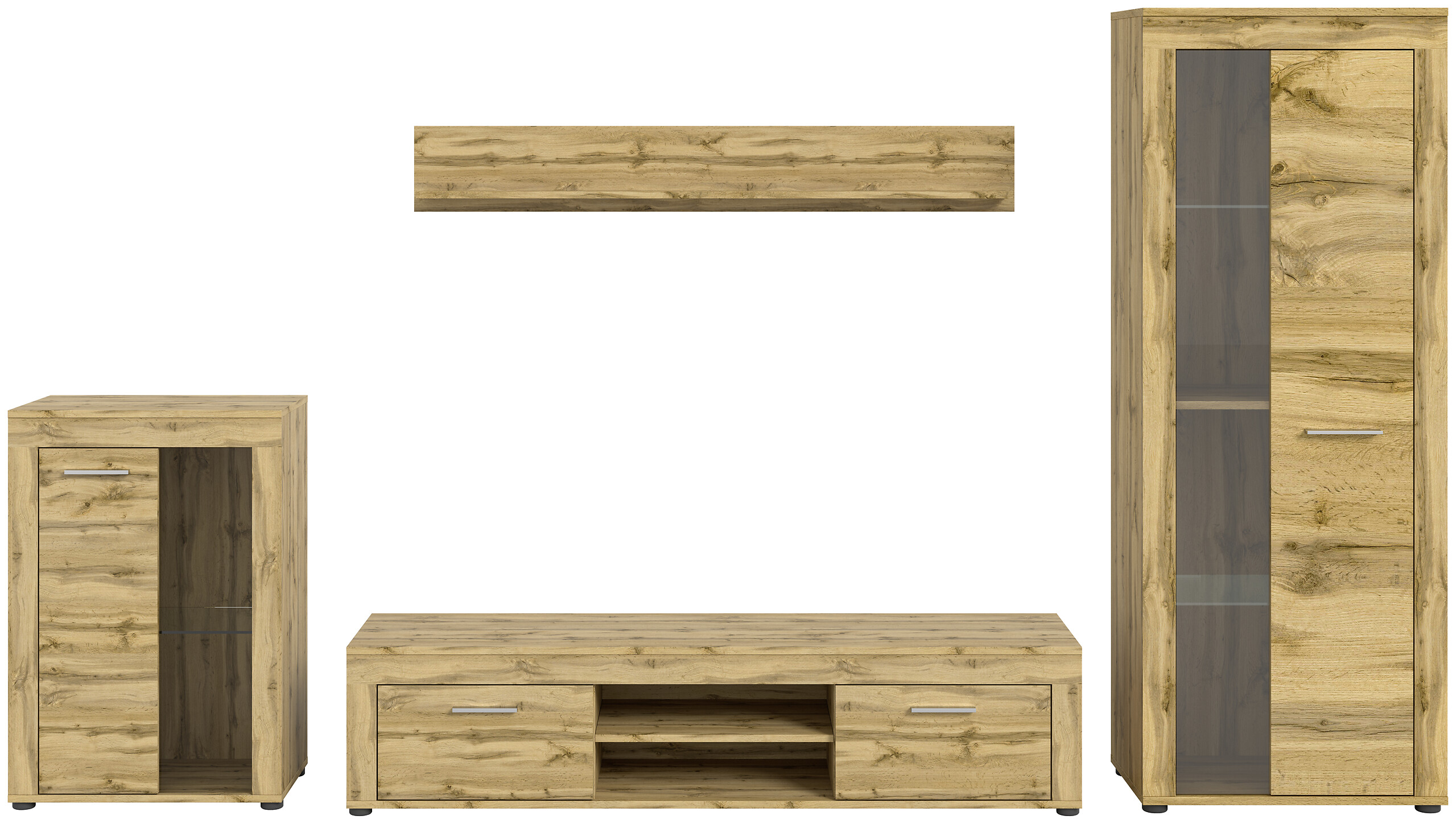 Wohnwand Jam Eiche Wotan Nachbildung B/H/T: ca. 310x169x35 cm