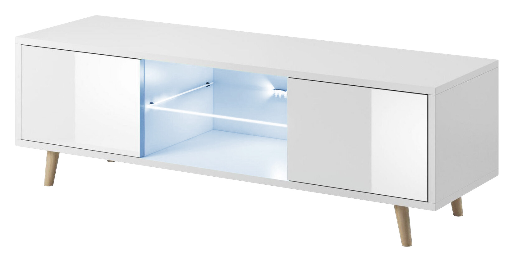 TV-Board Sweden weiß matt weiß Hochglanz B/H/T: ca. 140x45x42 cm