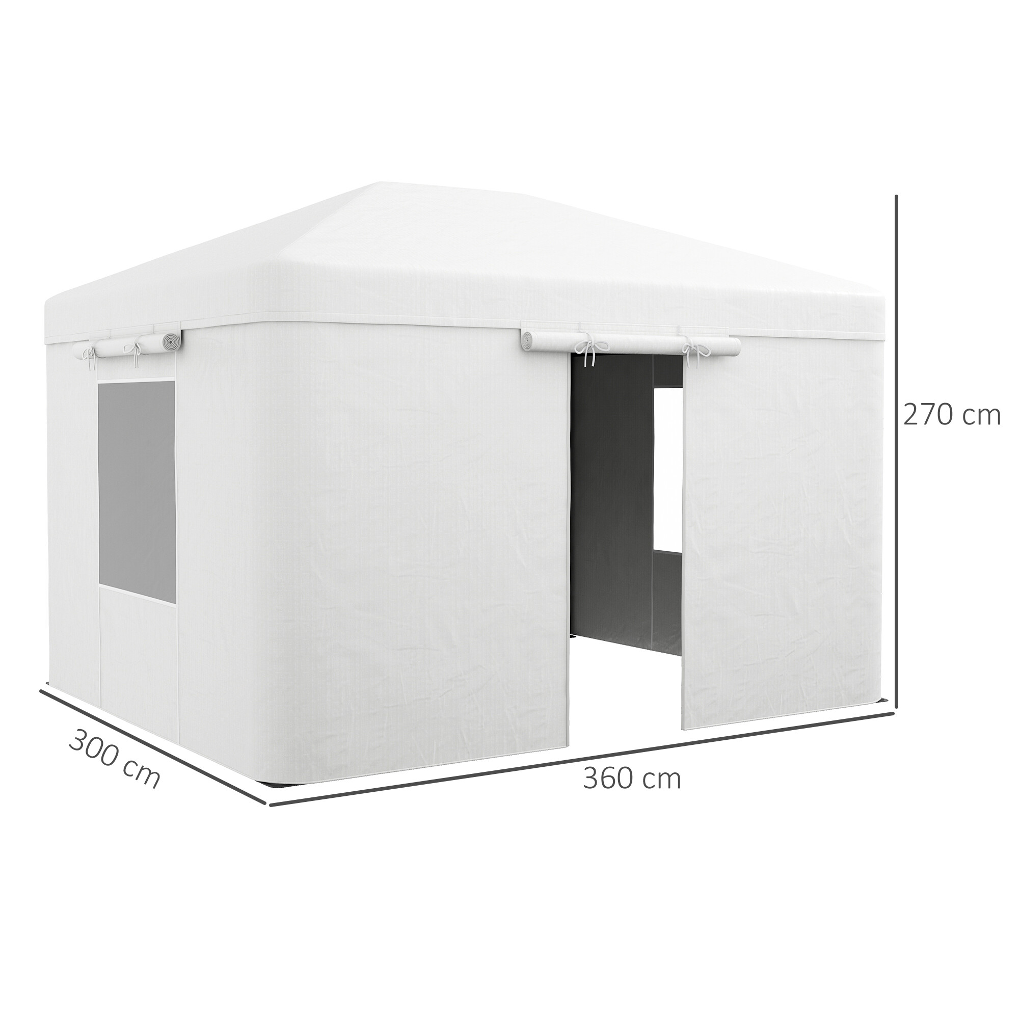 Outsunny Pavillon-Abdeckung 3,6x3m weiß Kunststoff B/H/L: ca. 300x270x360 cm