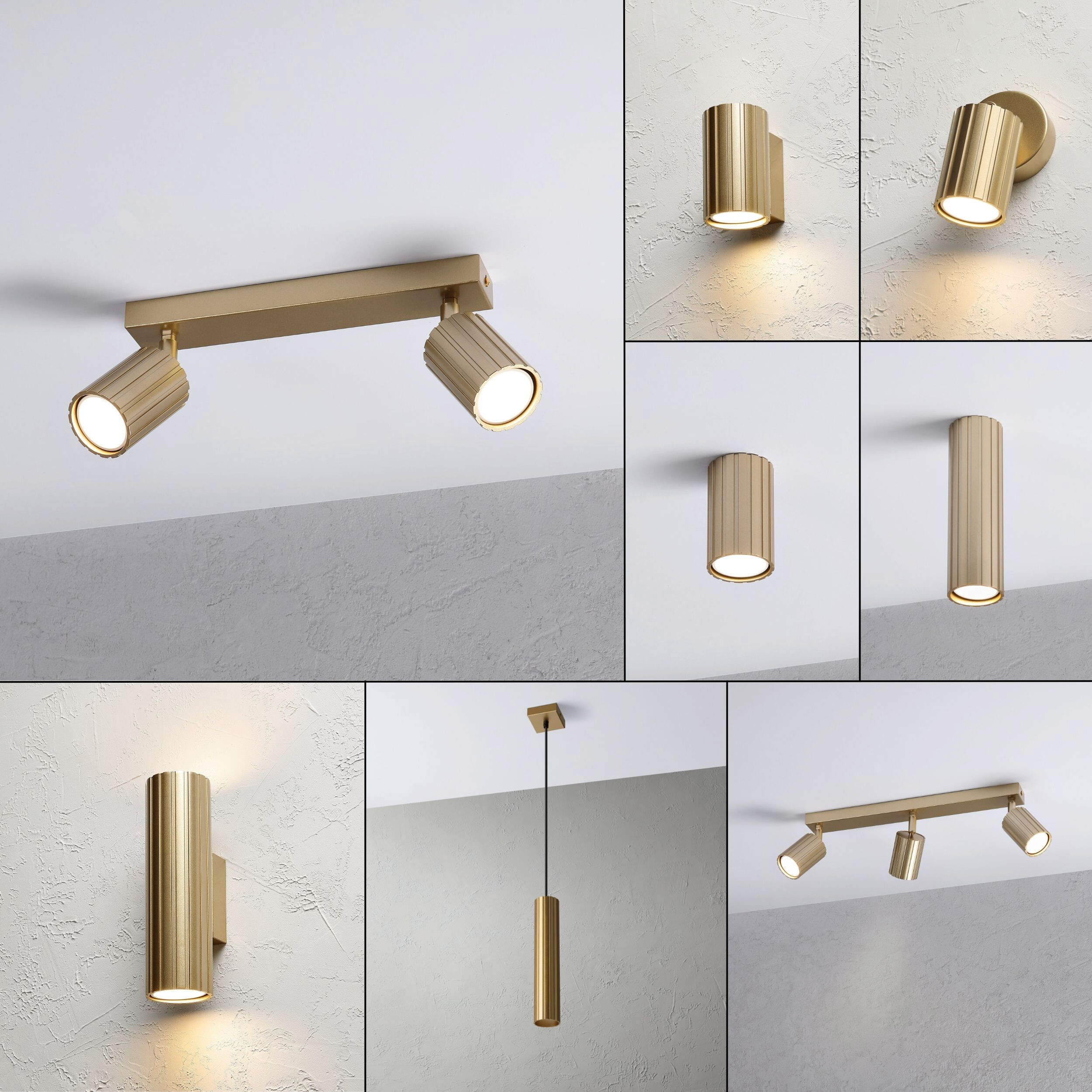 Lamkur Strahler Prisma gold Stahl B/H/L: ca. 6,5x16,5x30 cm 2 Brennstellen