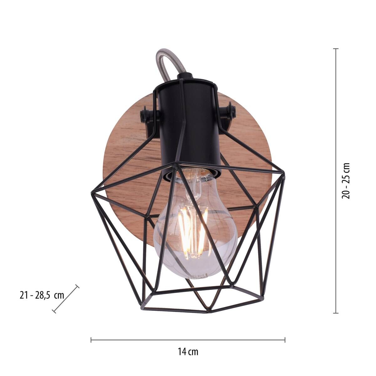 Just Light Spot Jaro Metall B/H/L: ca. 21x25x29 cm E27 1 Brennstellen