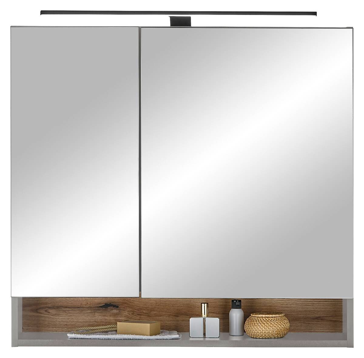 Spiegelschrank Denver grau matt Eiche Evoke Coast Nachbildung B/H/T: ca. 80x75x22 cm