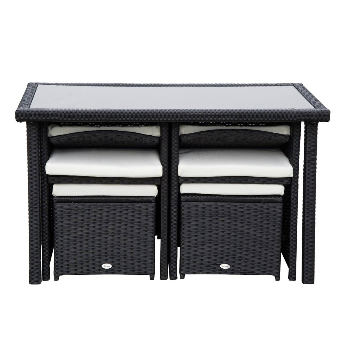 Outsunny Sitzgruppe schwarz Polyrattan