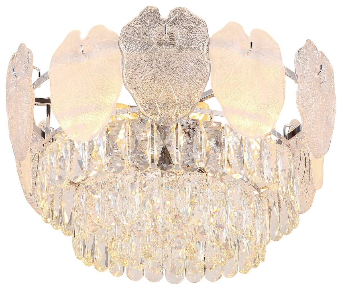 GLOBO Deckenleuchte klar Chrom Metall Glas H/D: ca. 27,9x50 cm E14 8 Brennstellen