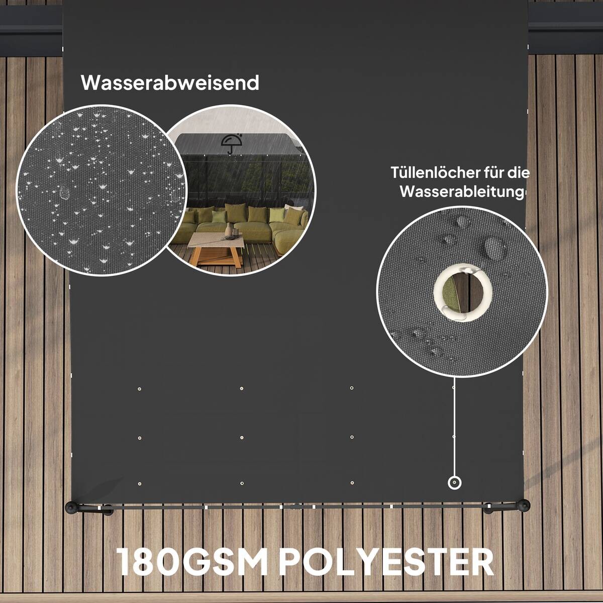 Outsunny Anbaupavillon dunkelgrau Metall B/H/L: ca. 298x250x248 cm