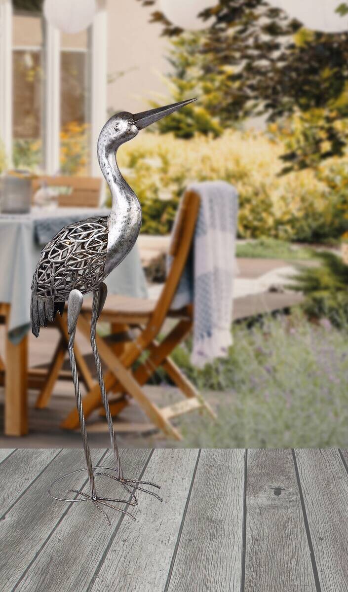 LED-Solarleuchte grau Metall B/H/T: ca. 15x77x29 cm