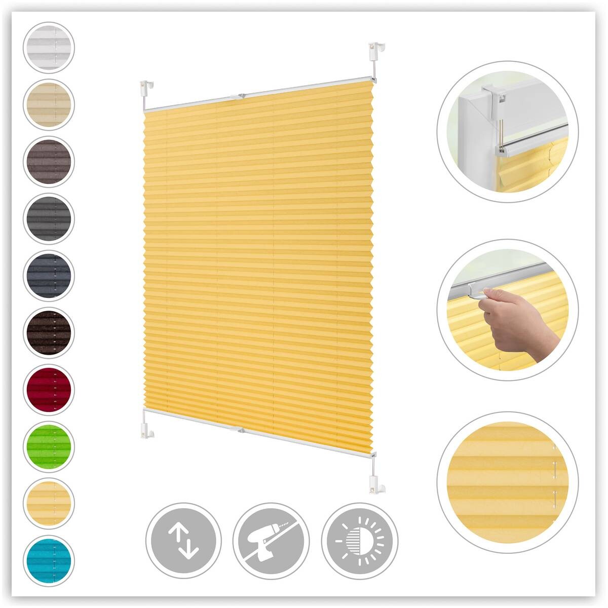 LICHTBLICK Spannplissee gelb B/L: ca. 95x130 cm