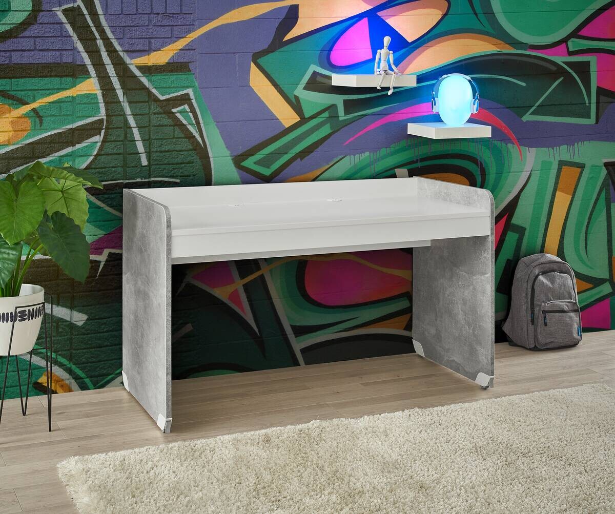 Schreibtisch Matino Beton weiß B/H/T: ca. 143x84x67 cm