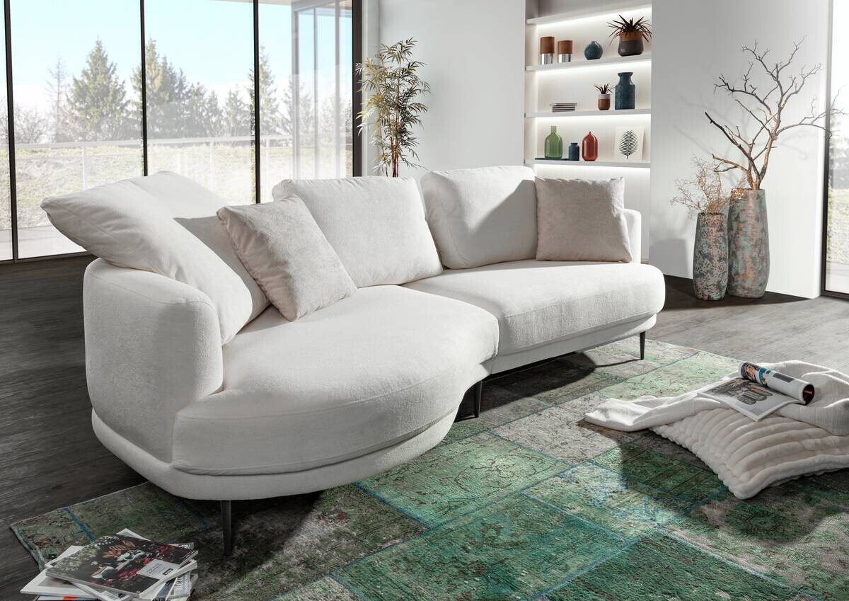 Ecksofa weiß Flachgewebe B/H/T: ca. 264x92x137 cm