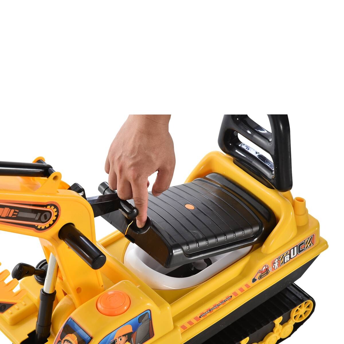 HOMCOM Kinder-Rutscherfahrzeug Bagger gelb B/H/L: ca. 24x58,5x78 cm