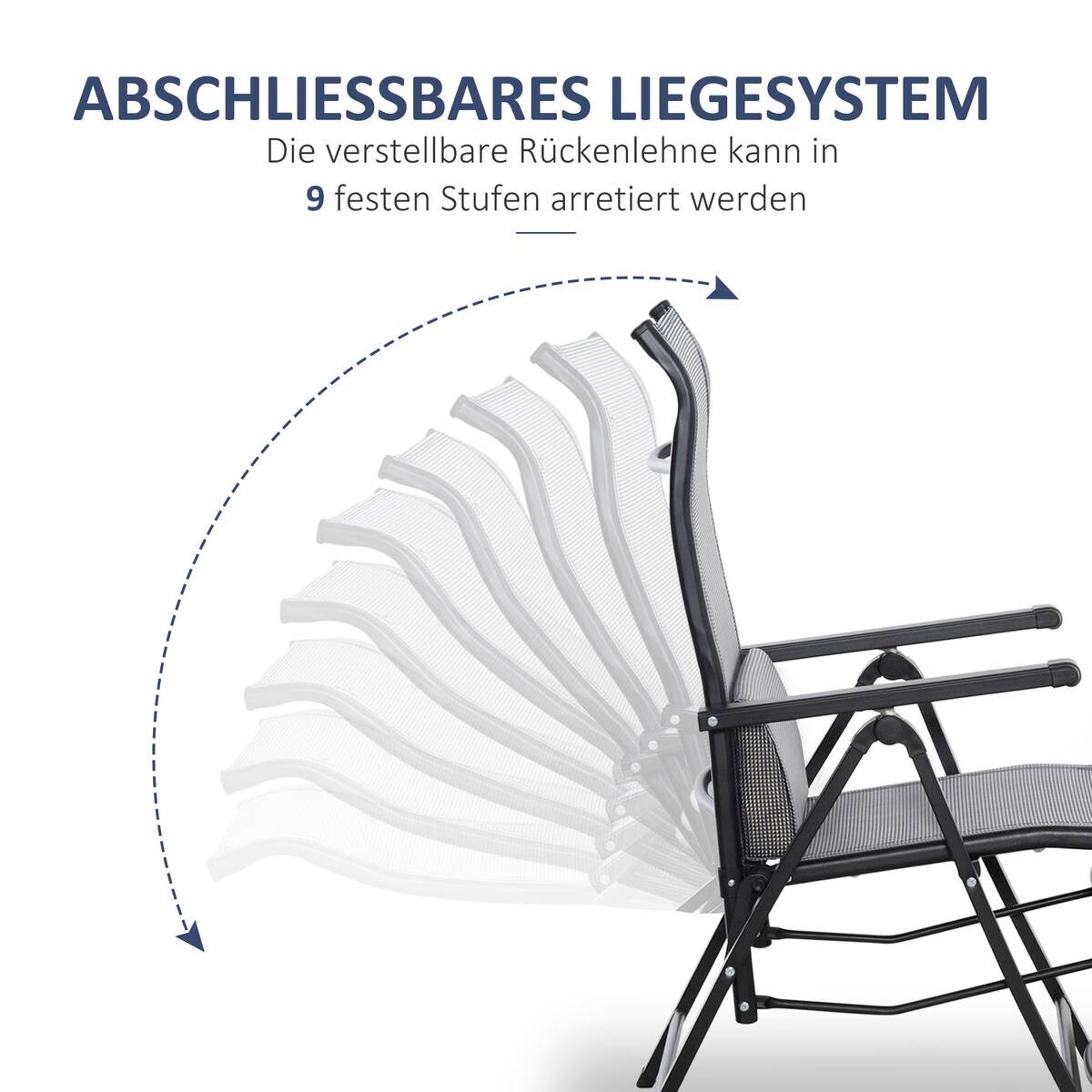 Outsunny Sonnenliege grau Mesh B/H/L: ca. 65x111x70 cm