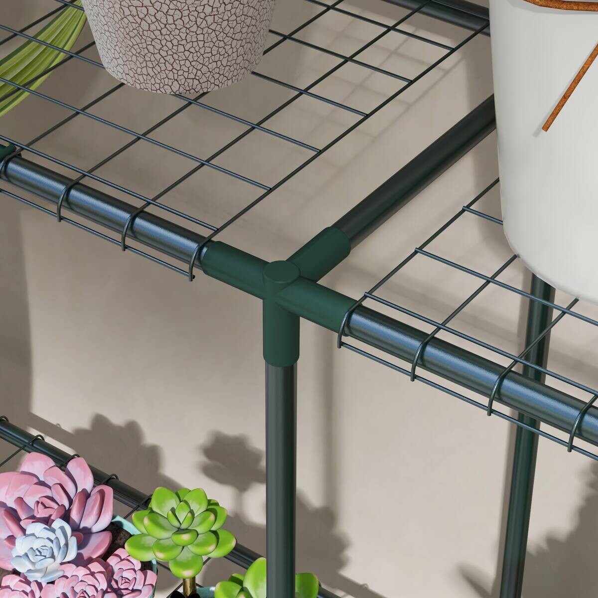 Outsunny Gartenregal dunkelgrün Edelstahl B/H/L: ca. 30x222x114 cm