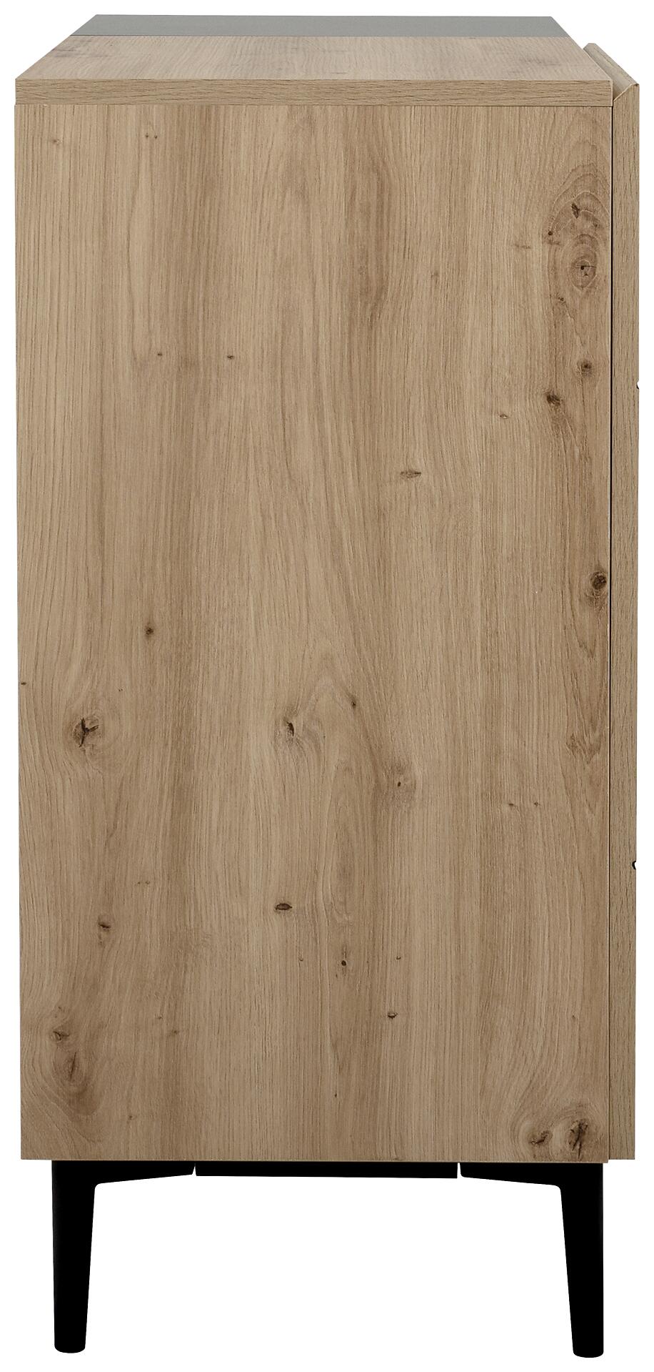 Kommode Nola Eiche Artisan Nachbildung schwarz B/H/T: ca. 80x90x42 cm