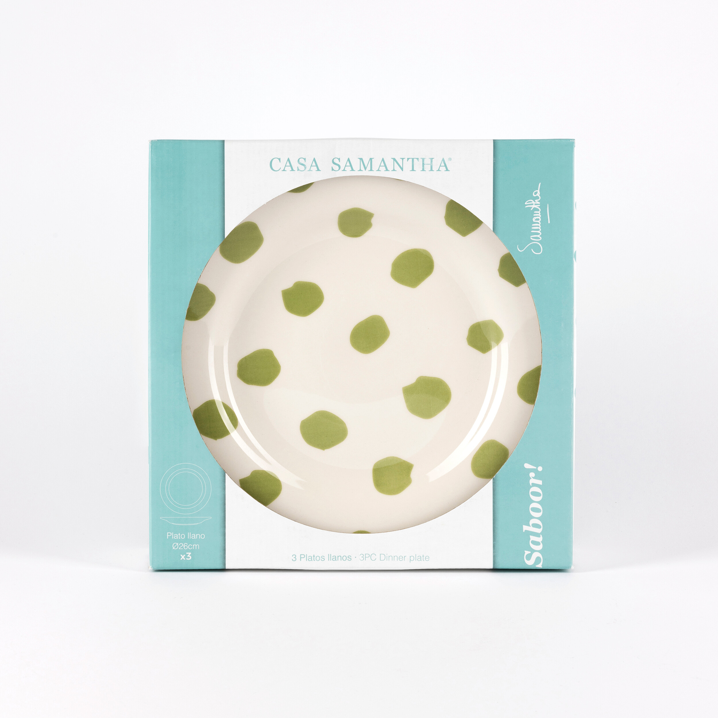 CASA SAMANTHA Teller SABOR grün Steinzeug 3 tlg.