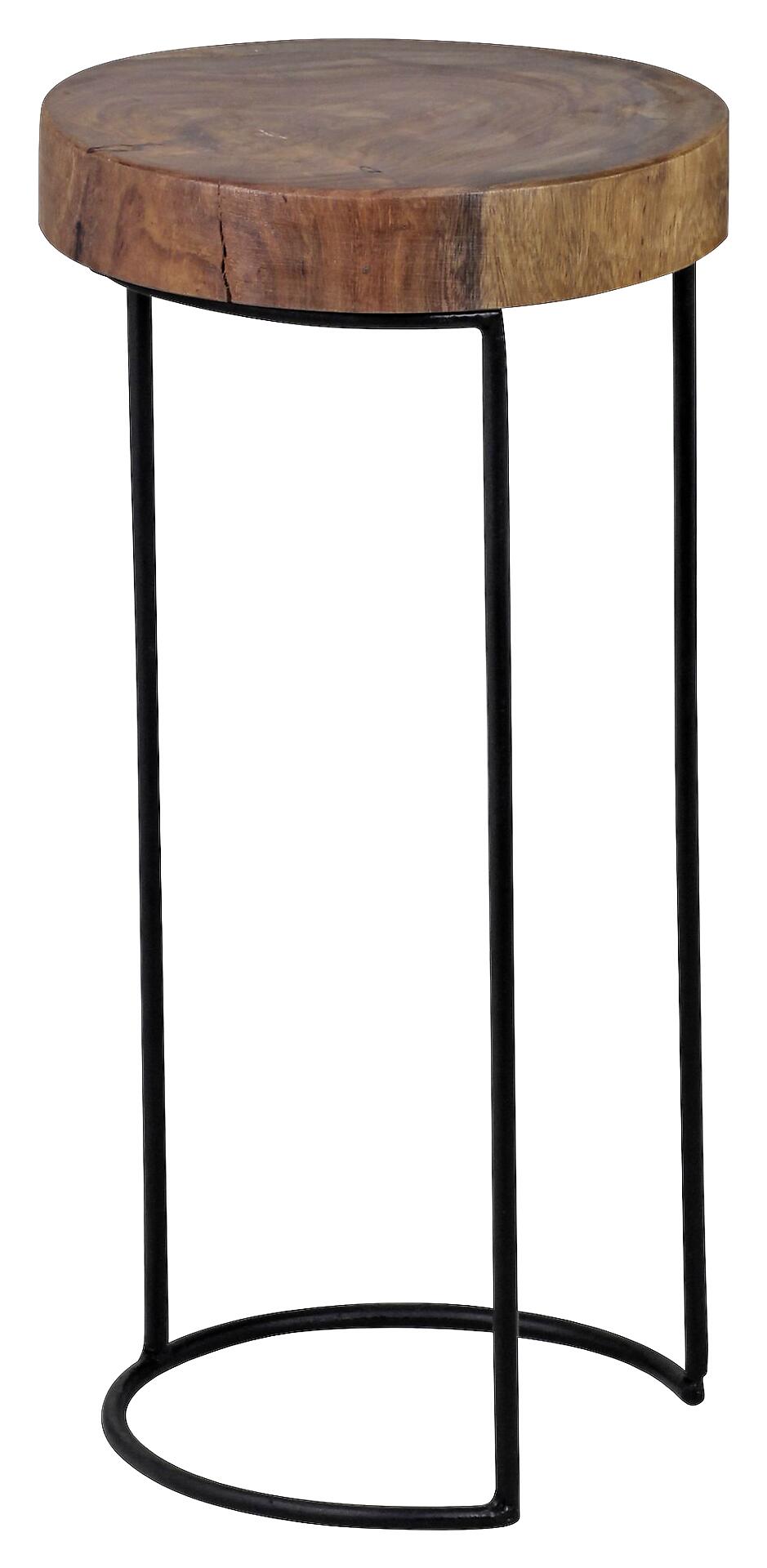 Beistelltisch natur schwarz Echtholz Metall B/H/T: ca. 28x55x28 cm