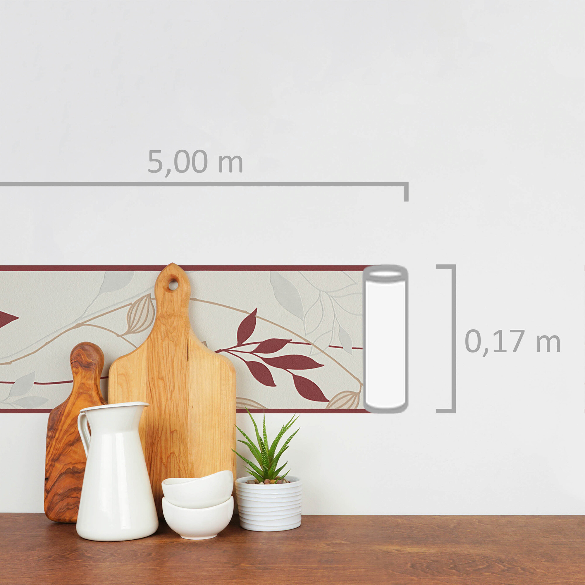 A.S.Creation Bordüre rot creme B/H/D: ca. 17x500x7 cm