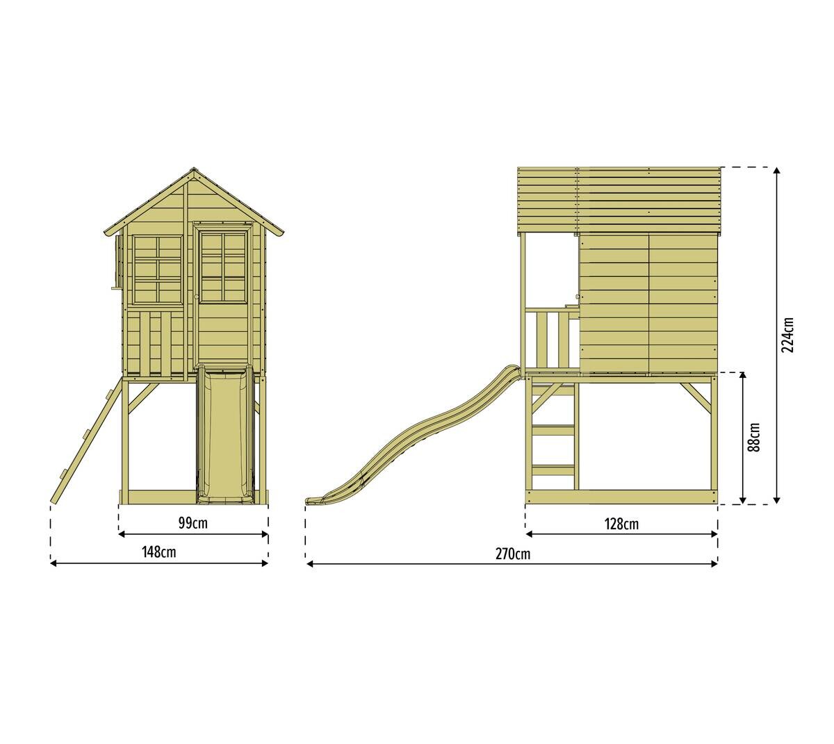 Zwerkules Spielhaus Lolla natur B/H/L: ca. 148x224x270 cm