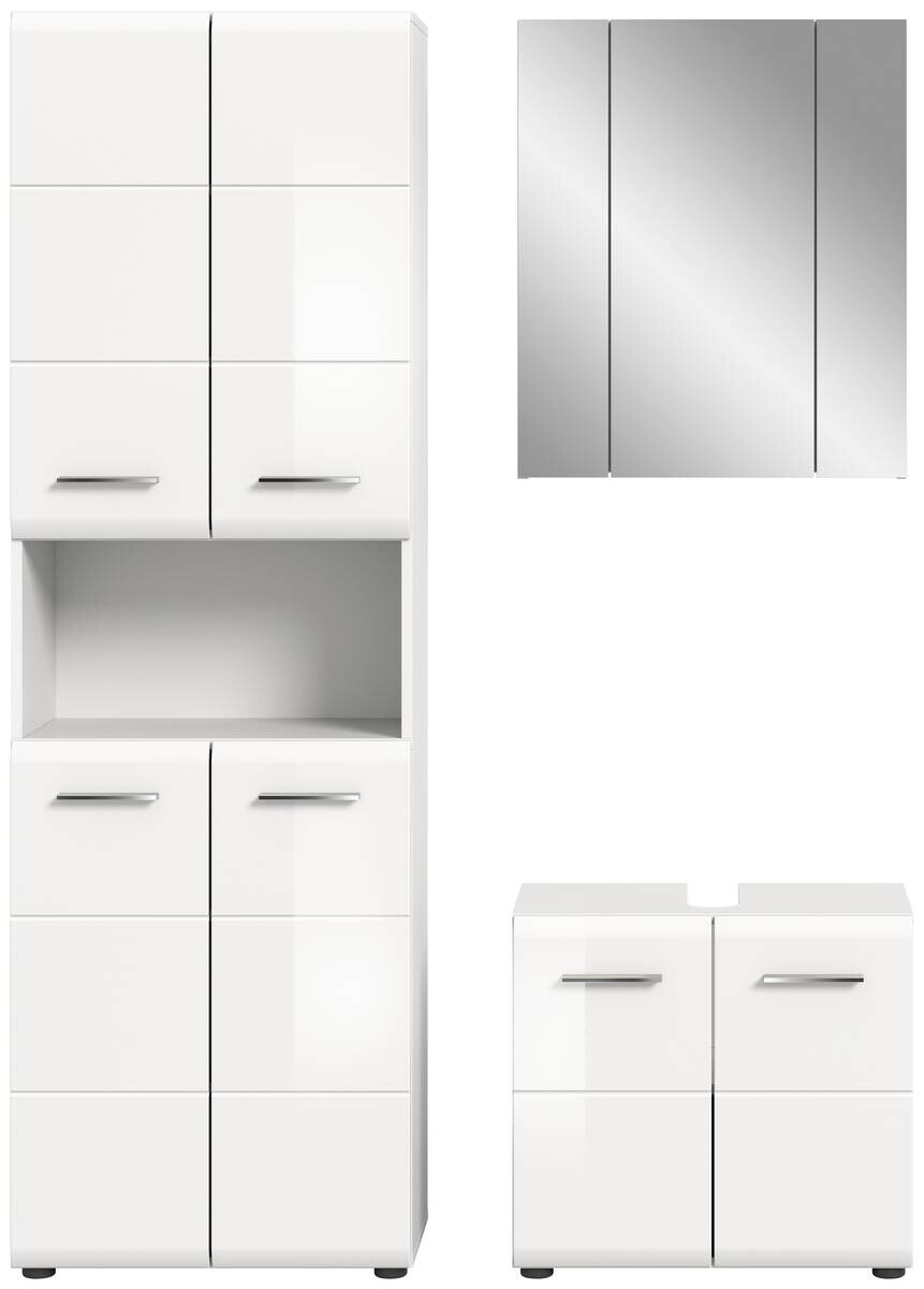 Badezimmer-Set ICE weiß weiß Hochglanz B/H/T: ca. 135x190x32 cm