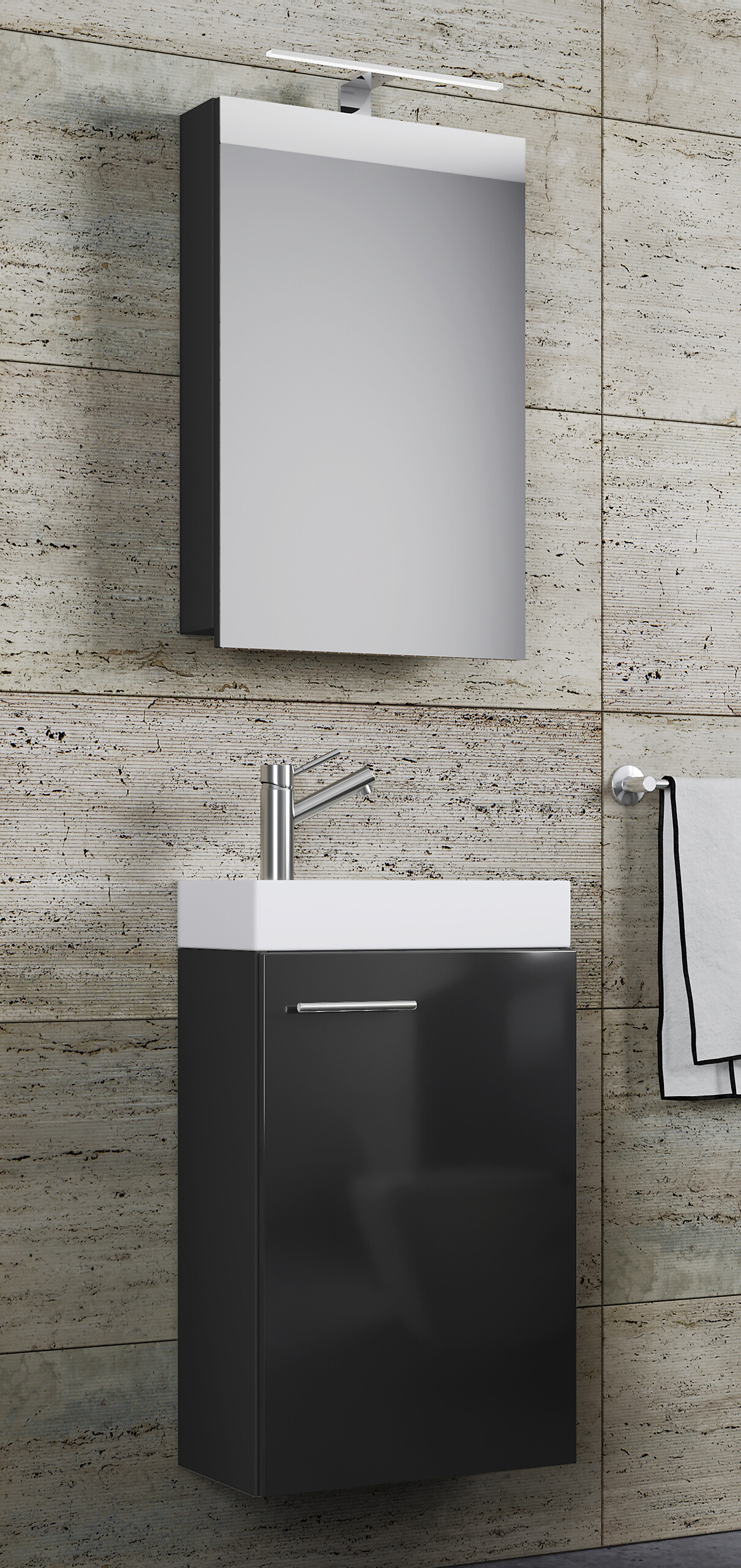 Waschplatz 4tlg-Slito schwarz weiß B/H/T: ca. 41x69,5x22 cm