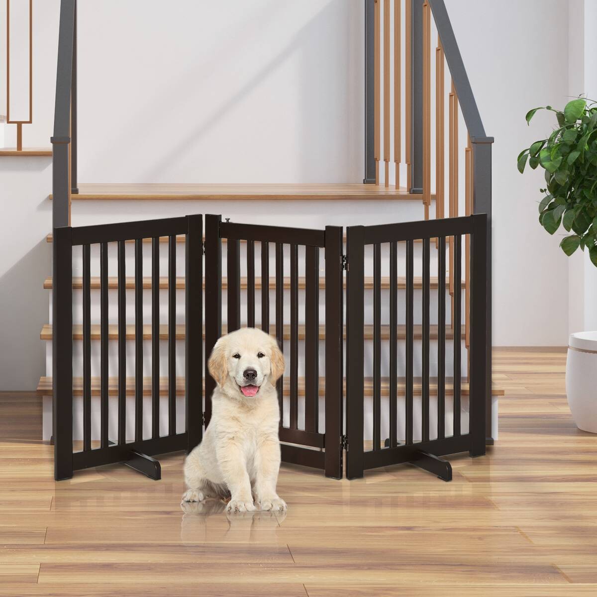 PawHut Absperrgitter dunkelbraun MDF H/L: ca. 76x1,5 cm