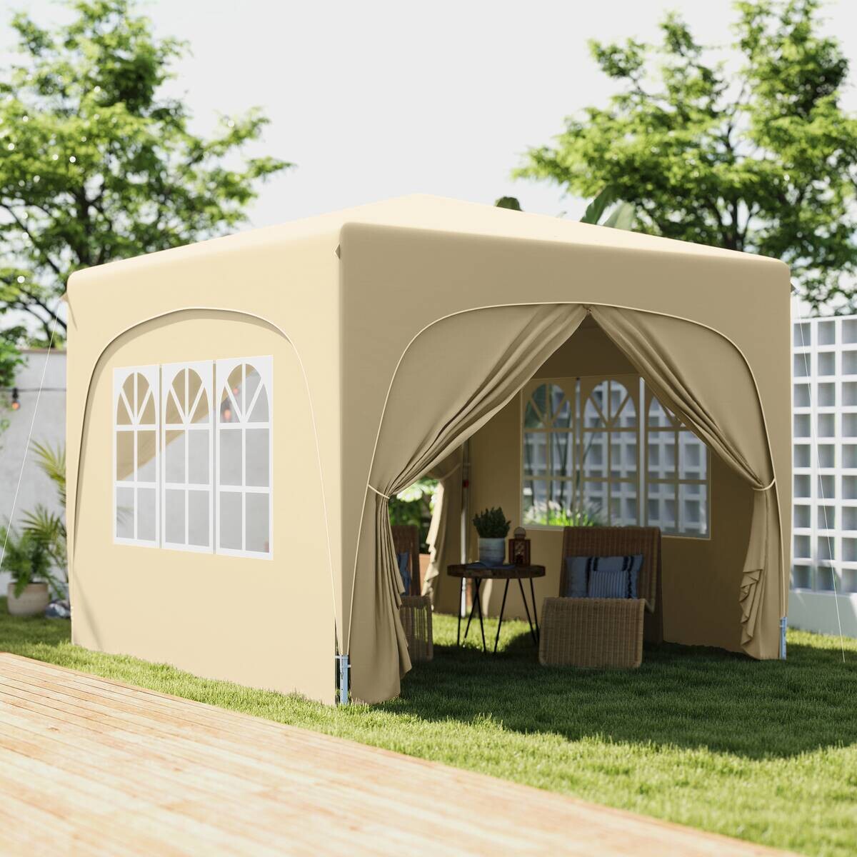 Outsunny Pavillon sand Metall B/H/L: ca. 300x273x300 cm