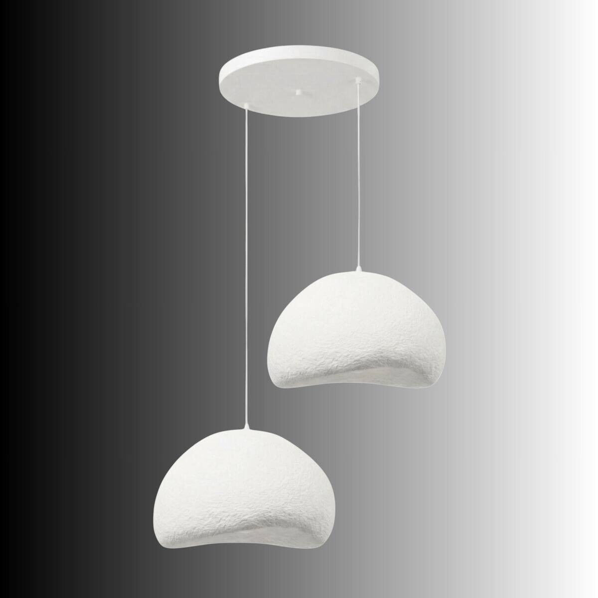 Opviq Pendelleuchte weiß Fiberglas Metall B/T/L: ca. 50x44x50 cm E27 2 Brennstellen