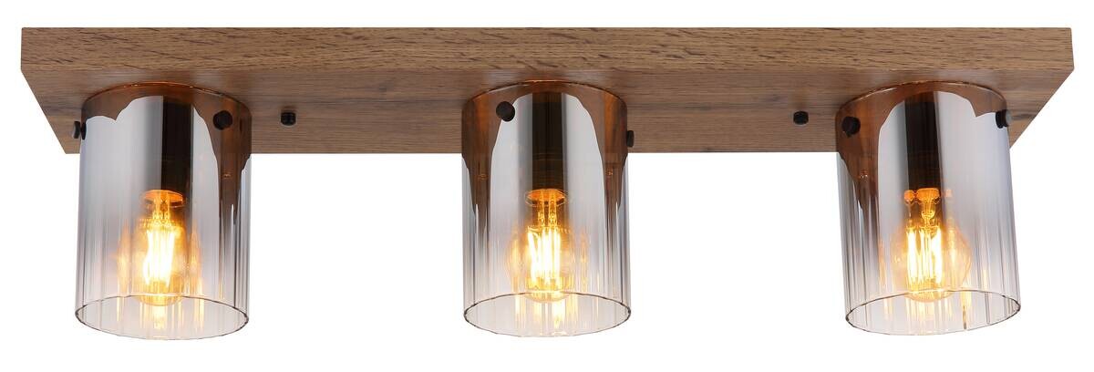 GLOBO Deckenleuchte dunkelbraun Rauch MDF Glas B/H/T: ca. 16x18x71 cm 3 Brennstellen
