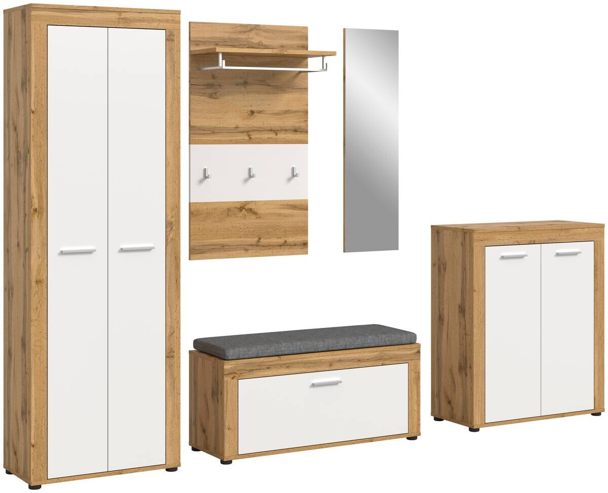 Garderobe JAM Eiche Wotan Nachbildung weiß B/H/T: ca. 285x191x35 cm