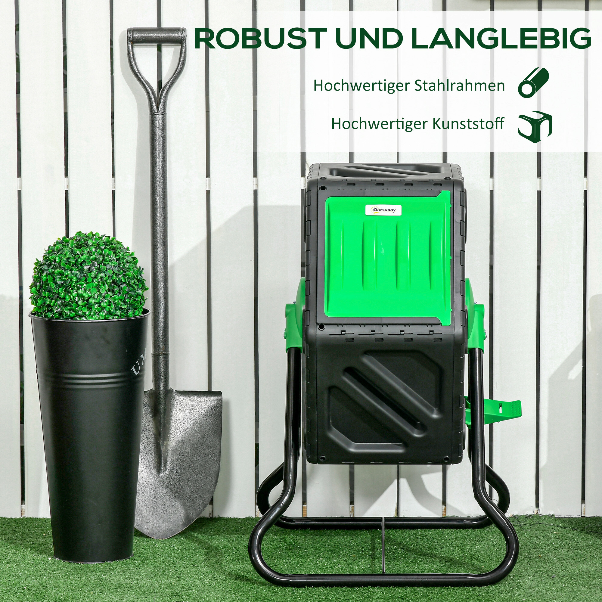 Outsunny Komposter schwarz B/H/L: ca. 49x77x60 cm