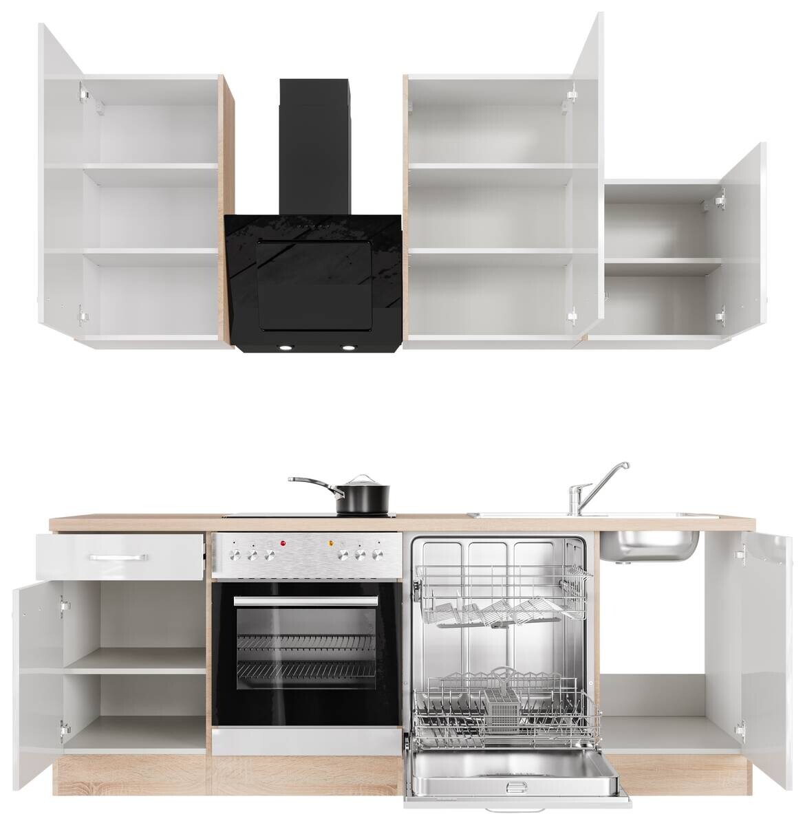 Küchenblock Valero weiß Hochglanz B/H/T: ca. 220x234x60 cm