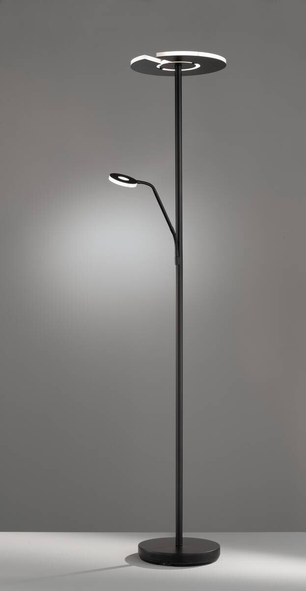 Fischer & Honsel LED-Stehleuchte 40318 Chrom schwarz Metall B/H/T: ca. 35x180x50 cm 1 Brennstellen