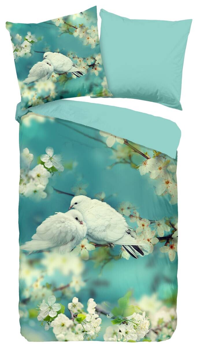 Baumwoll Bettwäsche Loving aqua Baumwolle B/L: ca. 135x200 cm