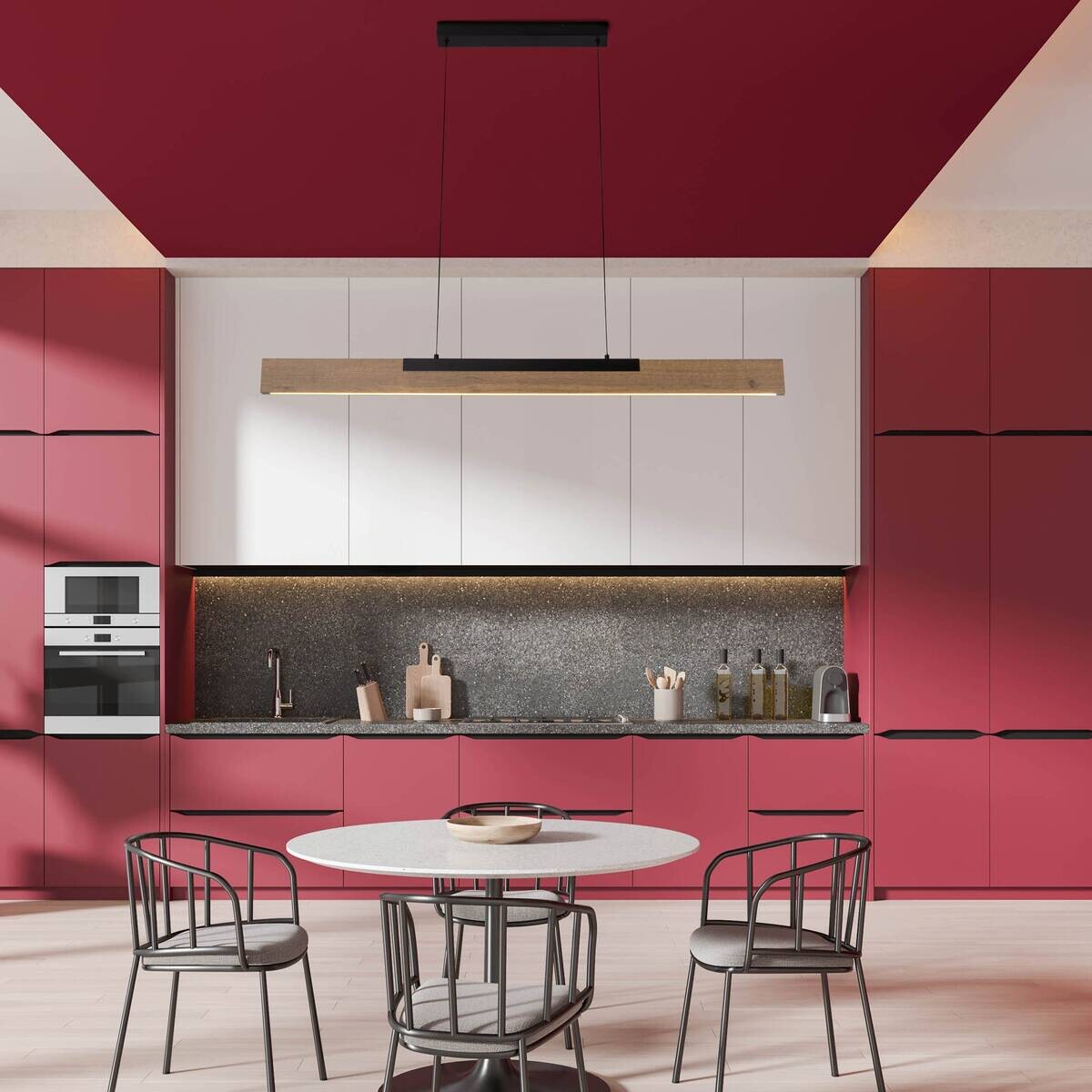 Näve Leuchten LED-Pendelleuchte braun Metall B/H/T: ca. 122,2x150x6 cm