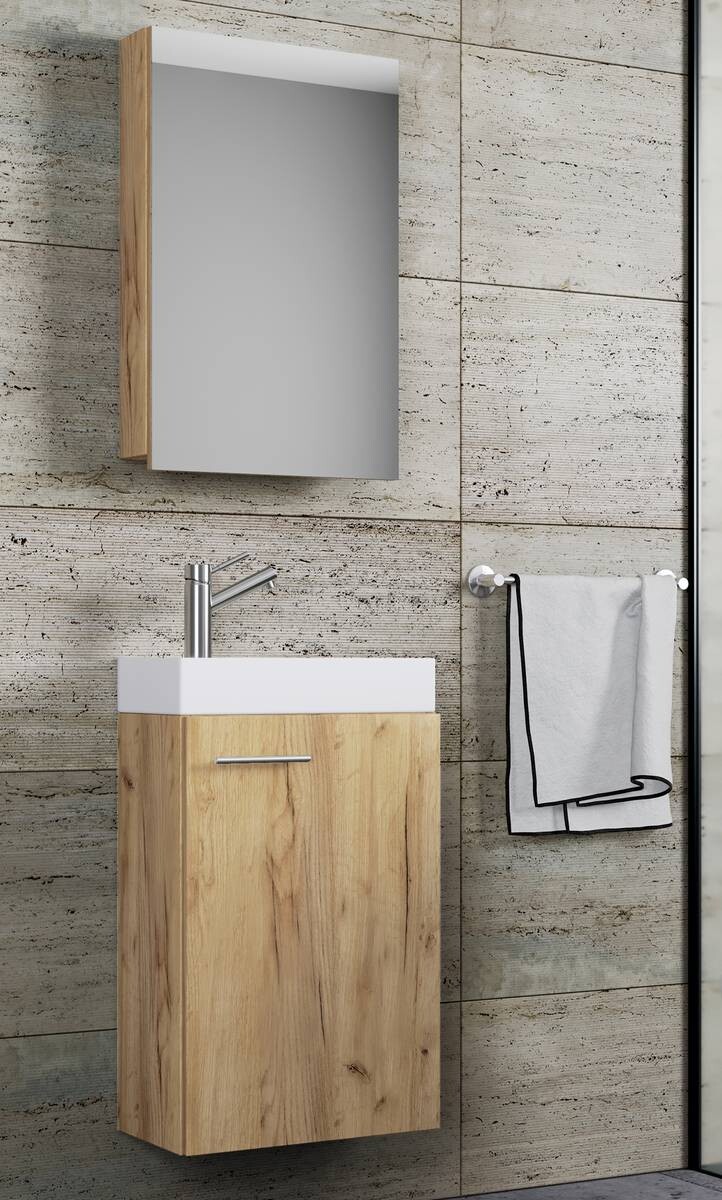 Waschplatz 3tlg-Slito Eiche Honig Nachbildung weiß B/H/T: ca. 41x130x22 cm