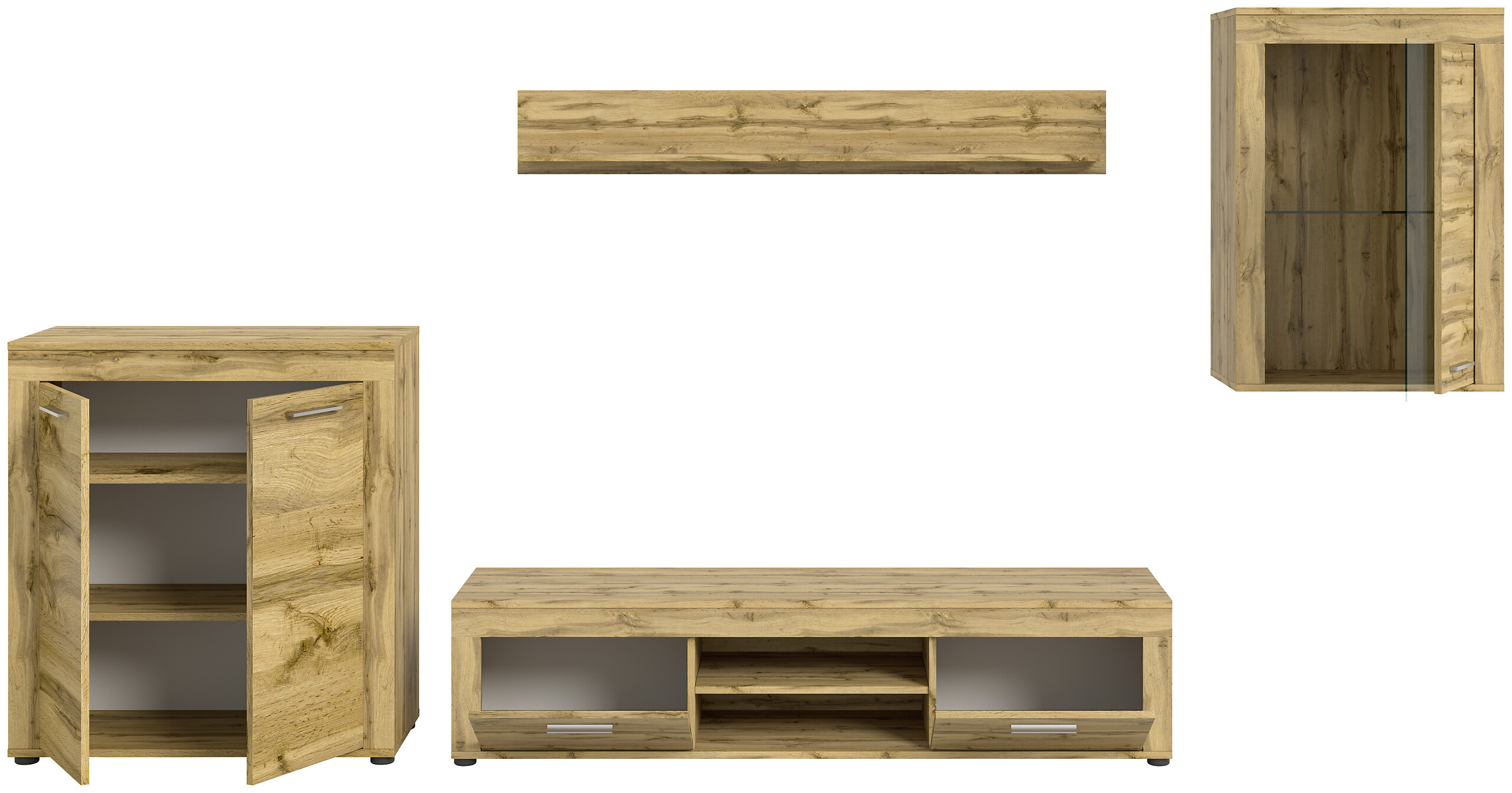 Wohnwand Jam Eiche Wotan Nachbildung B/H/T: ca. 330x169x35 cm