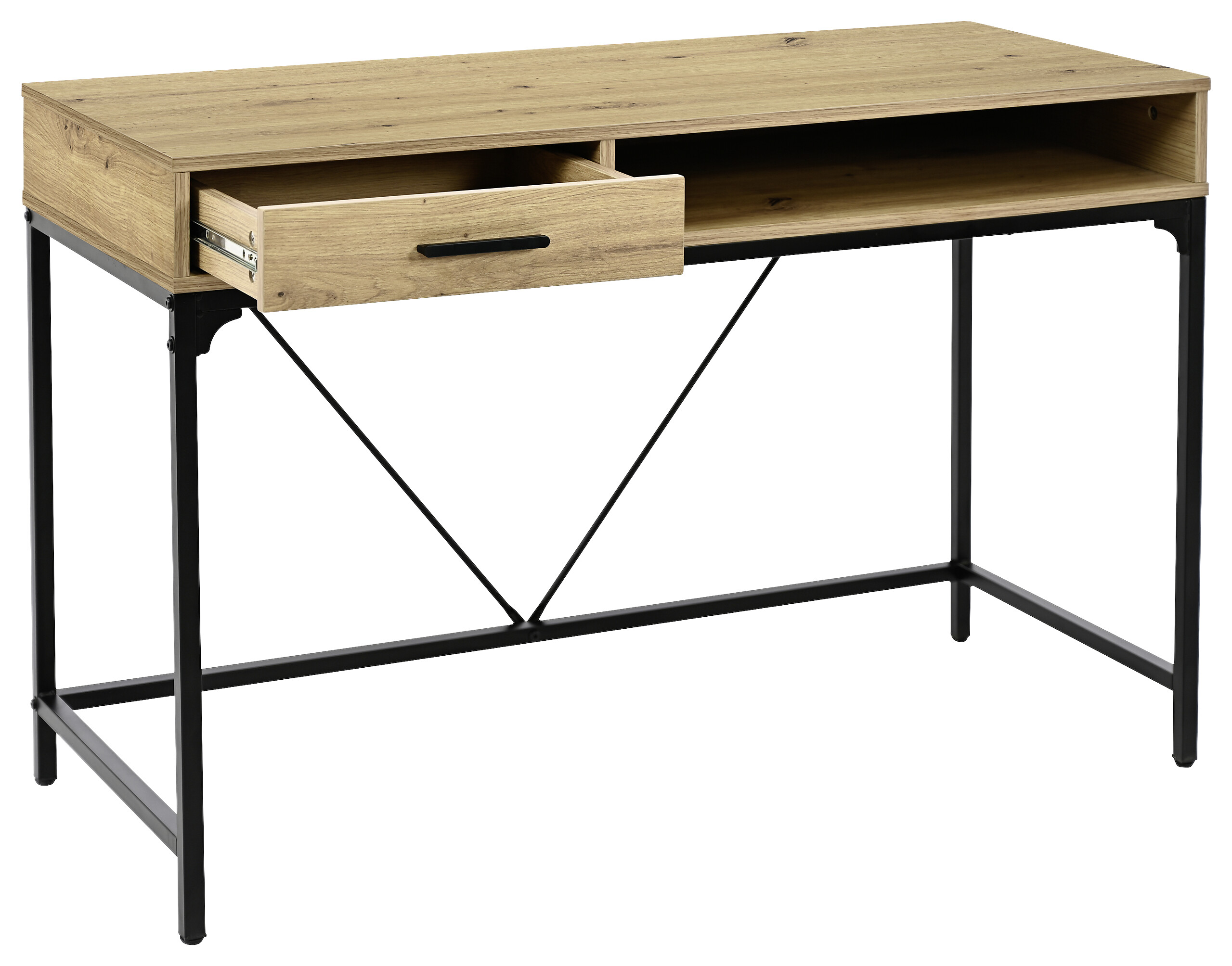 Schreibtisch Faya Eiche Artisan Nachbildung schwarz B/H/T: ca. 110x75x48 cm