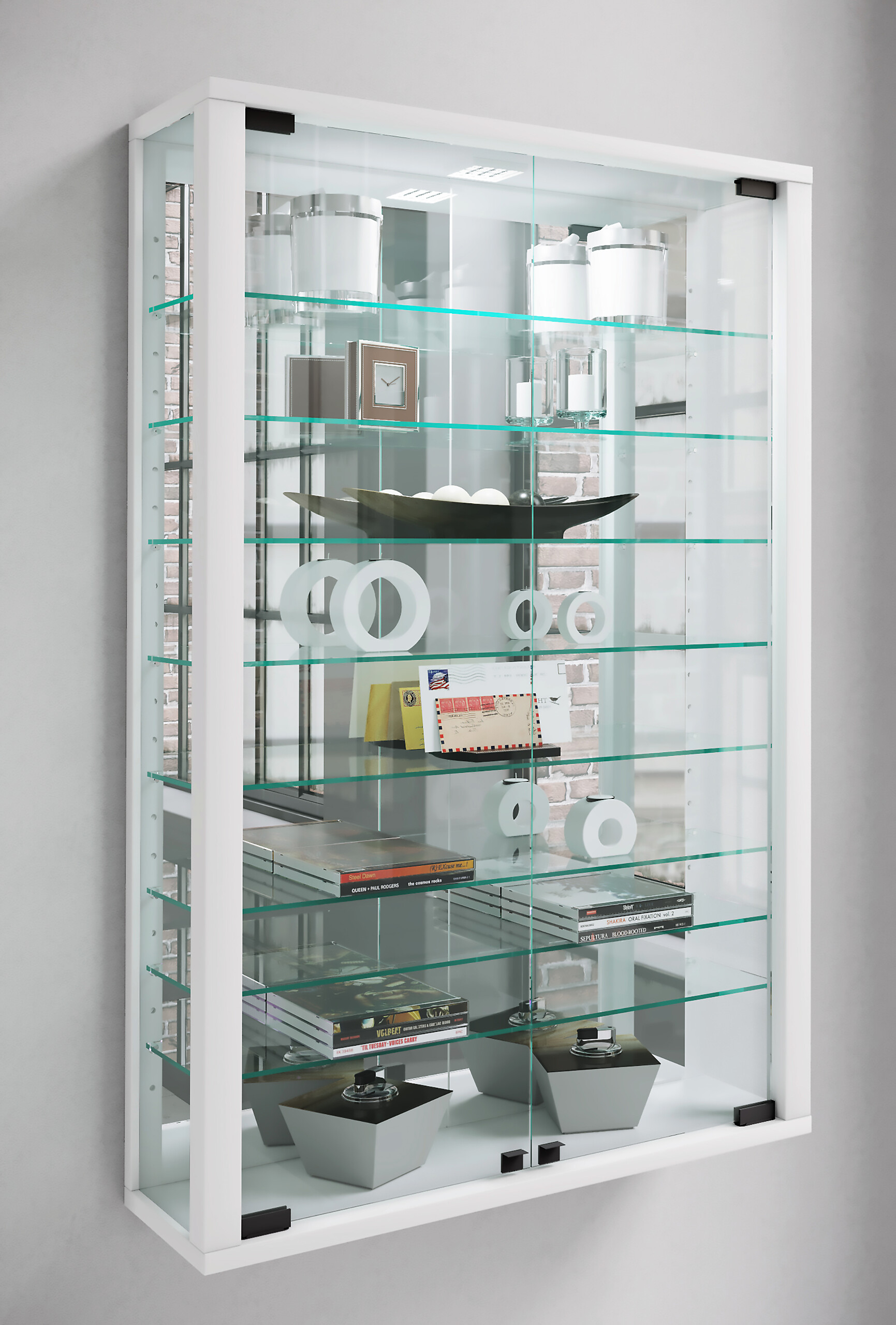 Vitrine Vitrosa weiß Holzwerkstoff Glas B/H/T: ca. 59x91x18 cm