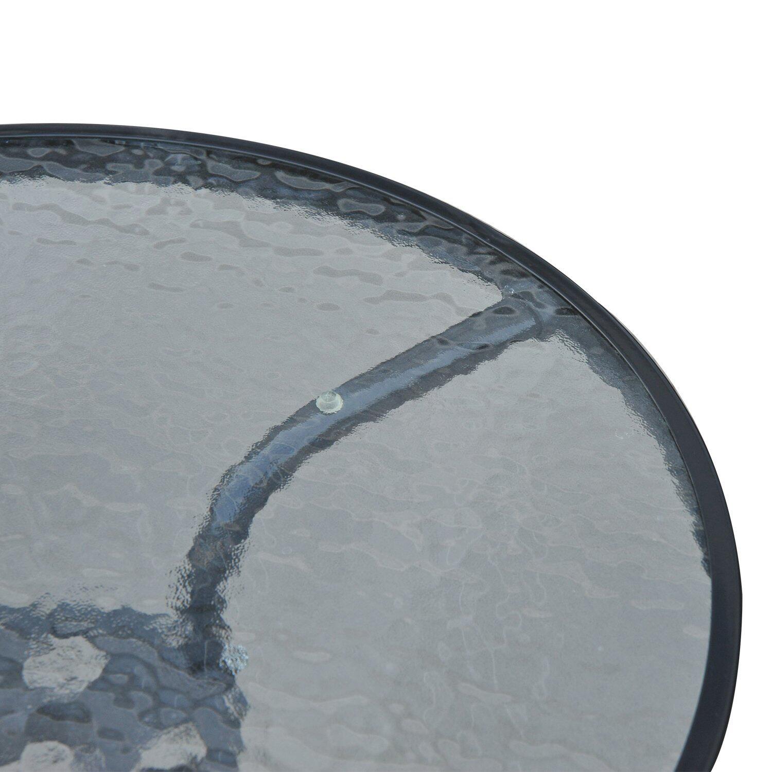 Outsunny Glastisch schwarz Metall H/D: ca. 70x60 cm