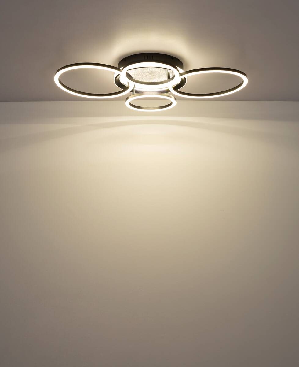 GLOBO LED-Deckenleuchte Alvis schwarz silber Metall Kunststoff B/H/T: ca. 72,2x10x51,7 cm