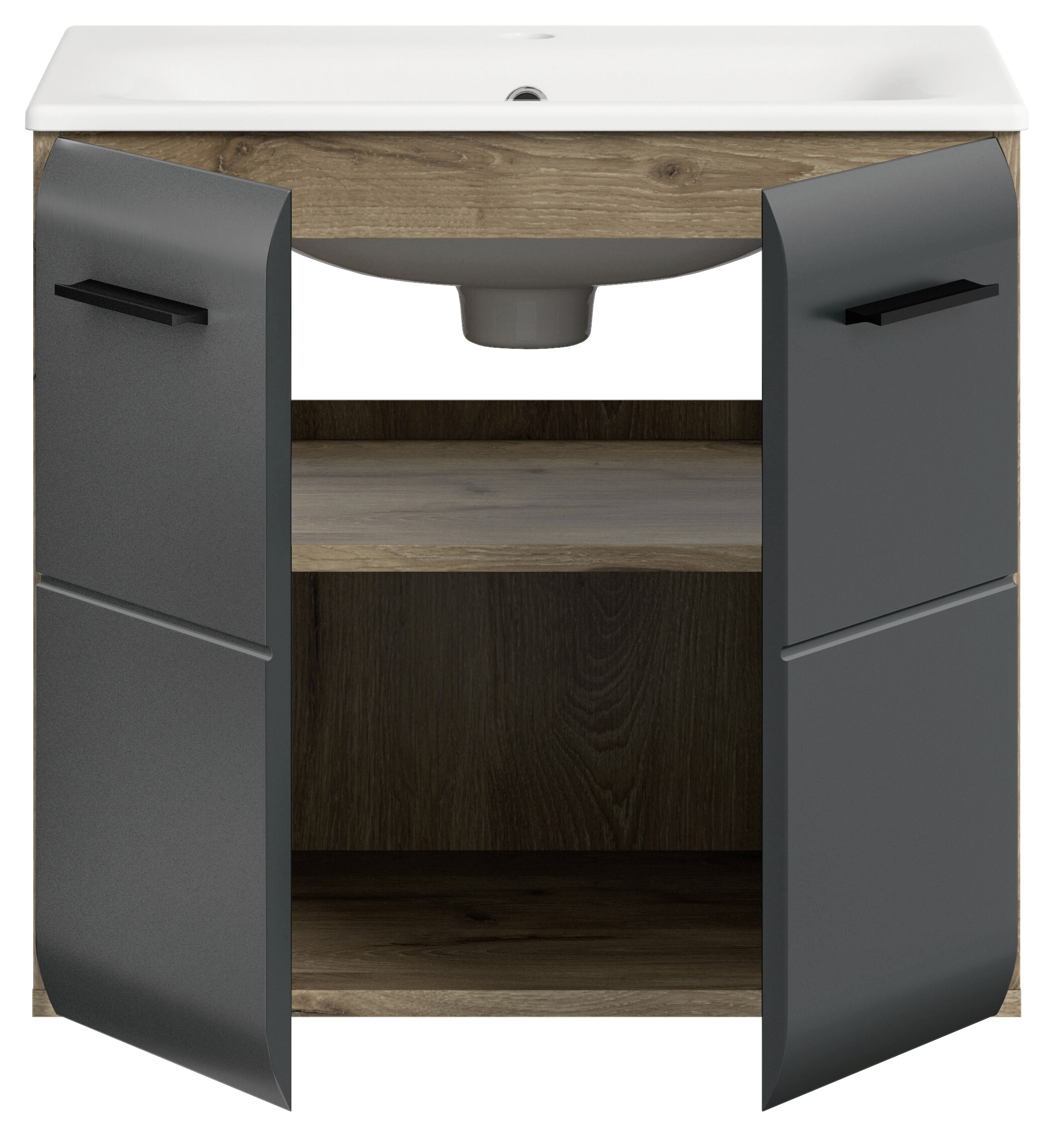 Waschplatz Ice Nox Oak Nachbildung schwarz matt B/H/T: ca. 60x55x46 cm