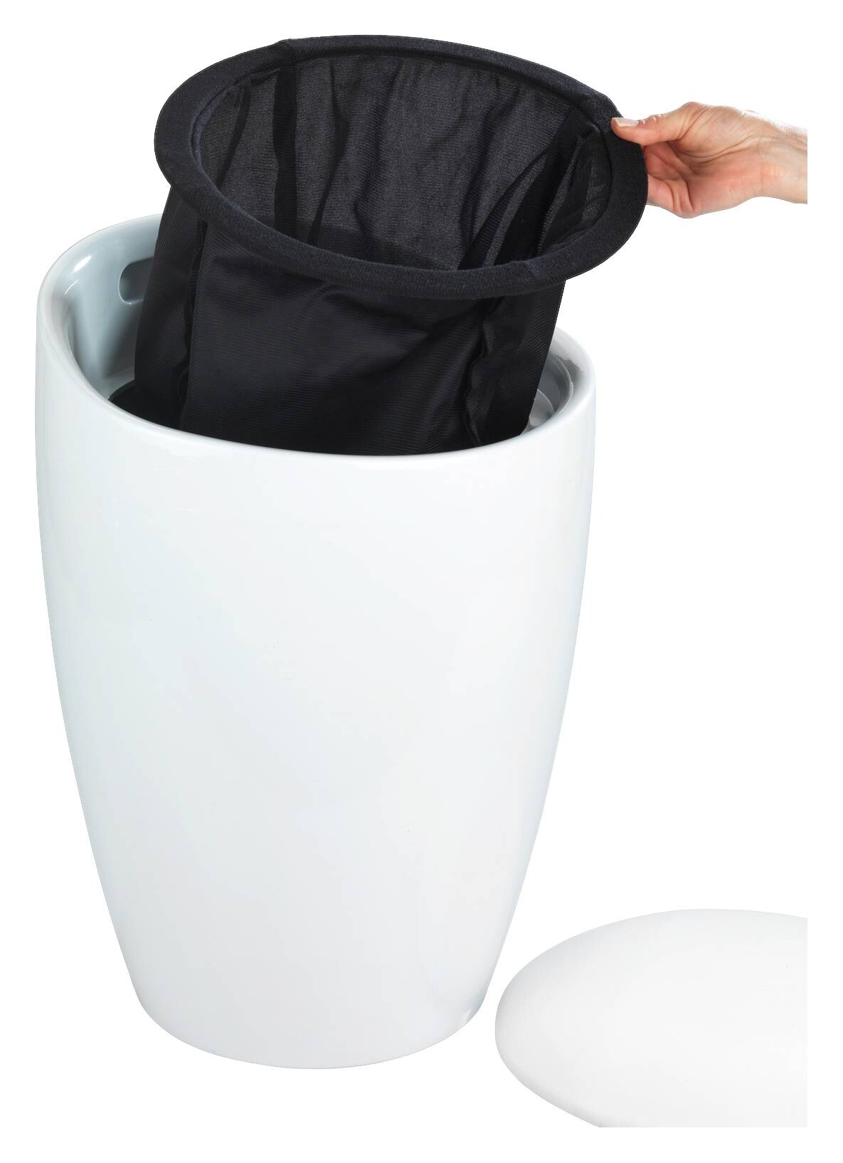 Badhocker weiß Kunststoff B/H/T: ca. 36x50,5x36 cm