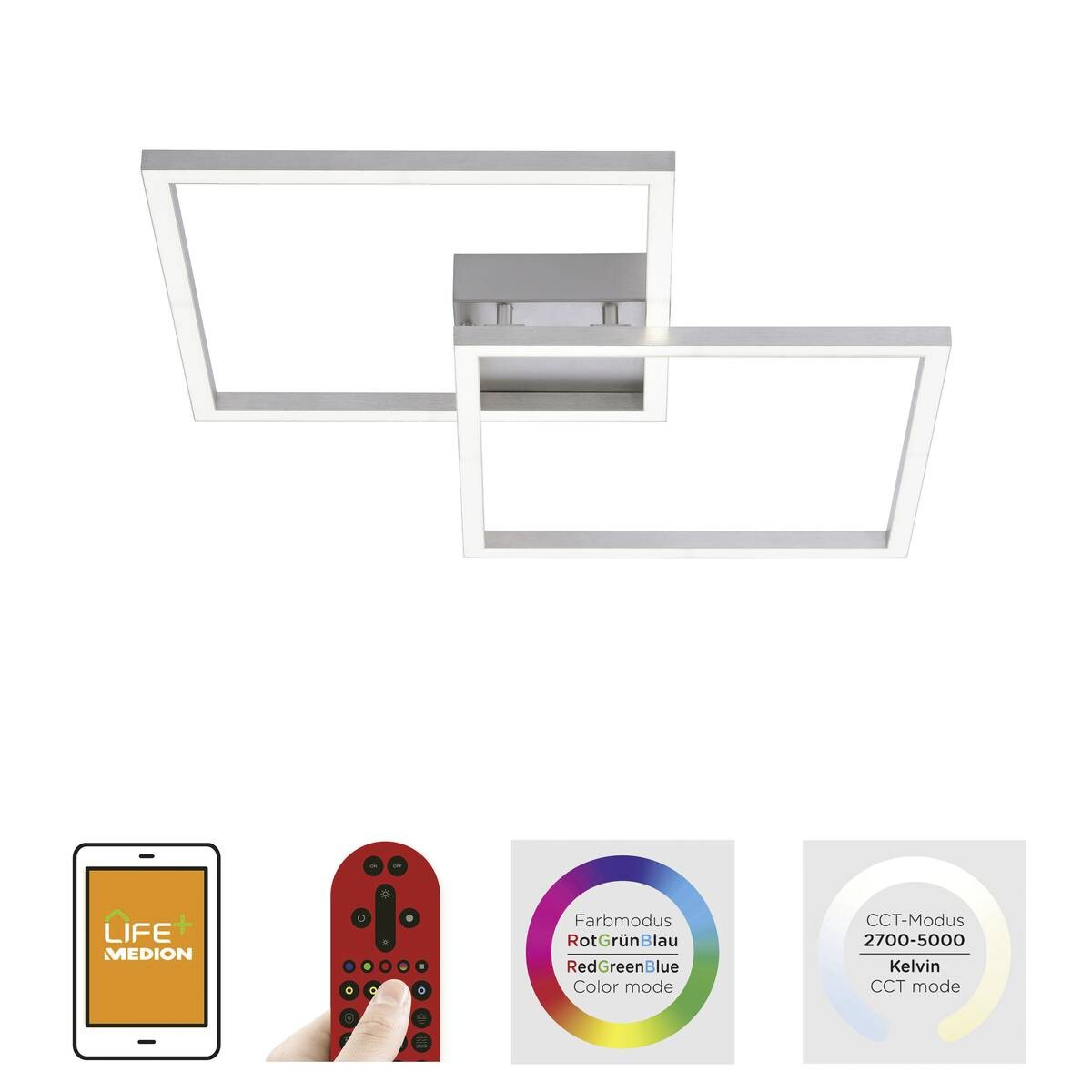 Just Light Smarte Deckenleuchte 16429-55 B/H/L: ca. 63x8,5x63 cm 1 Brennstellen