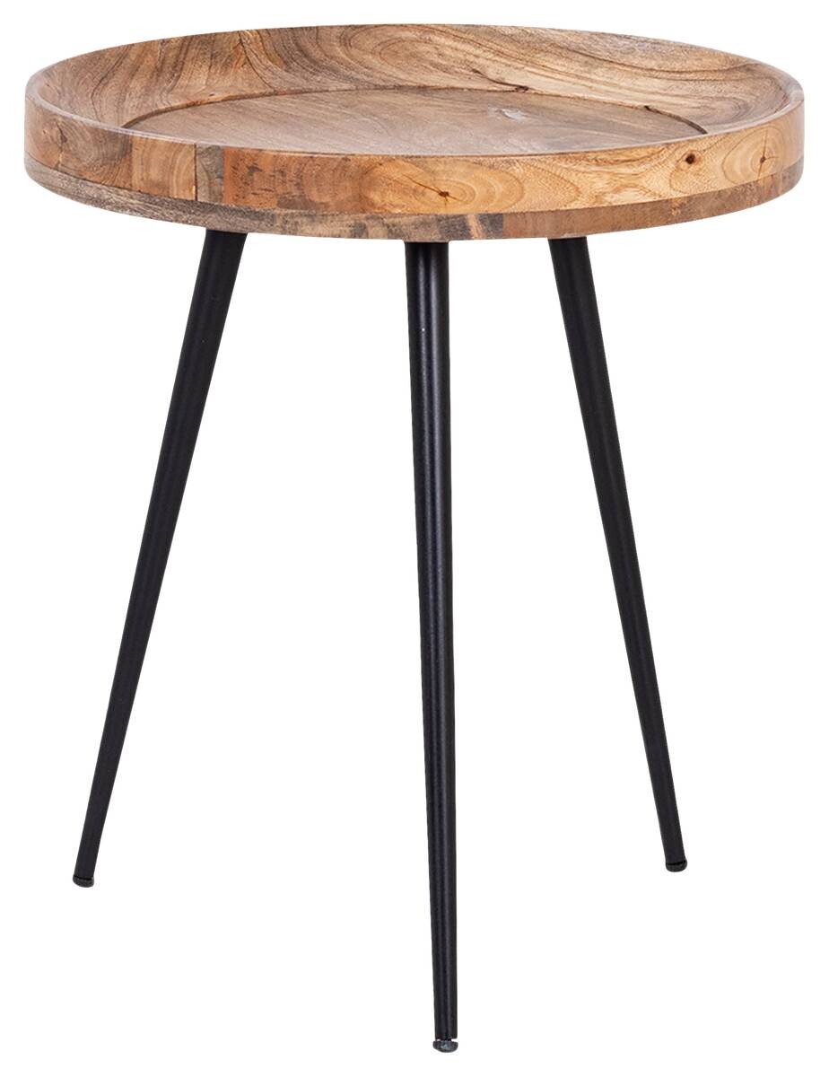 Beistelltisch AVA natur schwarz pulverbeschichtet Echtholz Metall B/H/T: ca. 45x50x45 cm