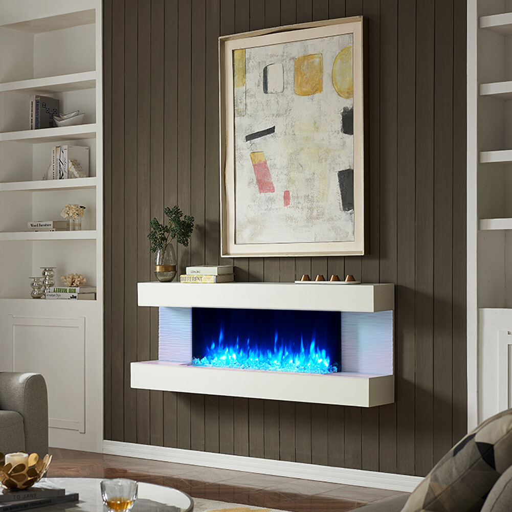 Balderia Wandkamin Helia weiß MDF B/H/T: ca. 127x60x25 cm