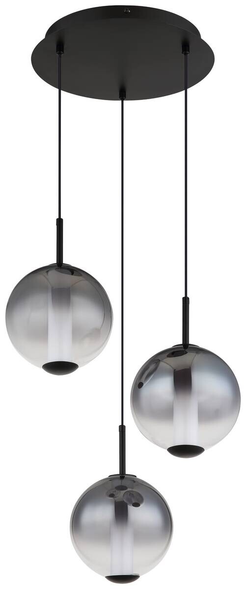 GLOBO Pendelleuchte mattschwarz Rauch Opal Glas Metall H/D: ca. 120x38 cm 1.0 Brennstellen