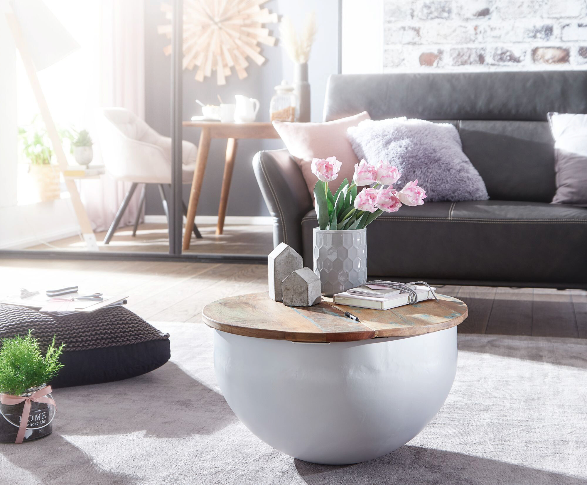 Wohnling Couchtisch weiß B/H/T: ca. 60x34x60 cm