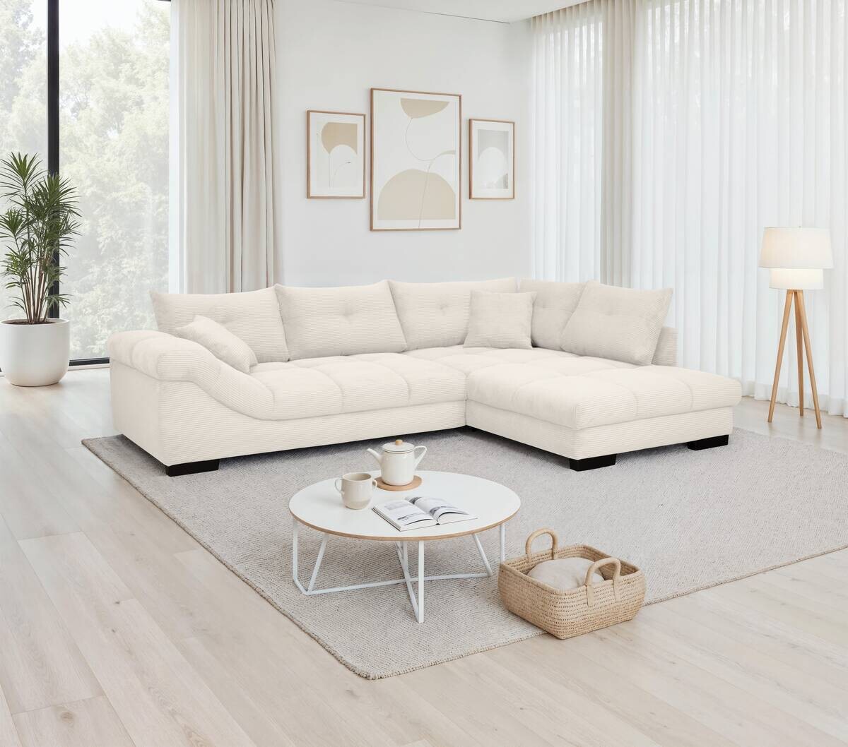 Ecksofa natur Microfaser B/H/T: ca. 318x92x227 cm