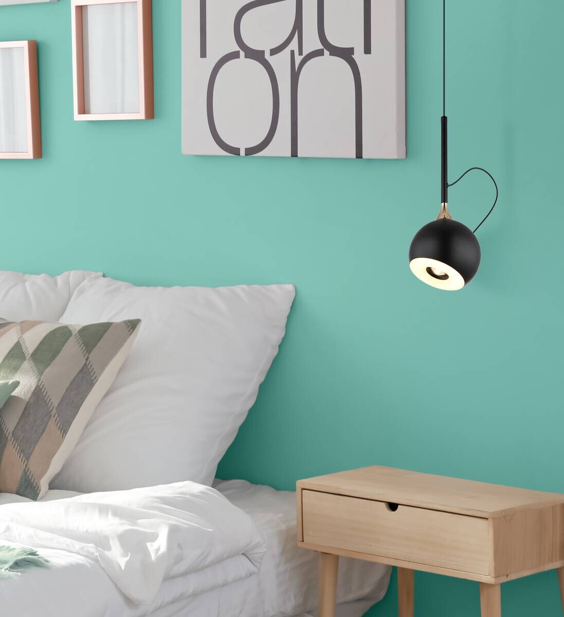 GLOBO Pendelleuchte mattschwarz gold Metall H/D: ca. 150x12 cm 1.0 Brennstellen