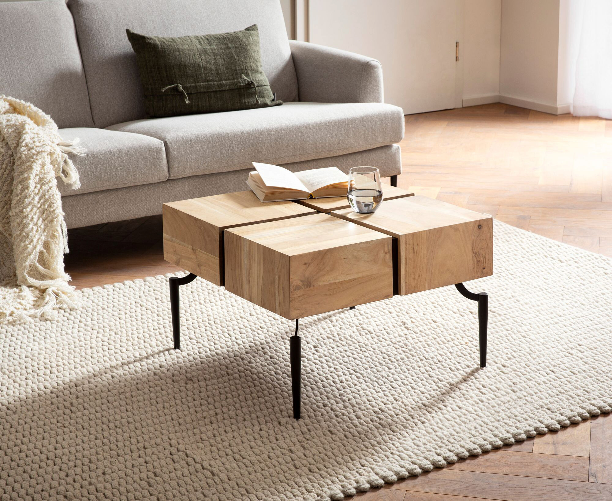 Wohnling Couchtisch Akazie B/H/T: ca. 60x40x60 cm